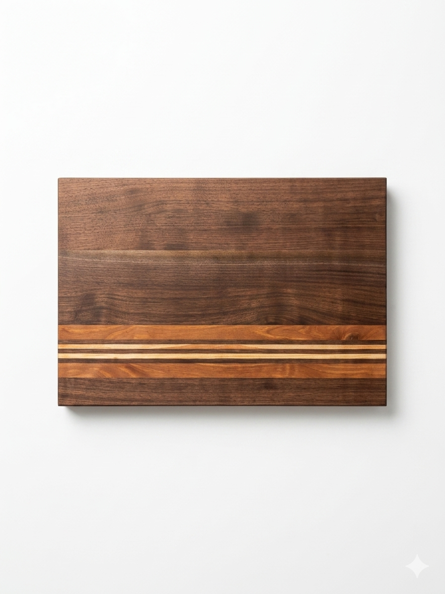 The Classic — walnut, cherry, and maple cutting board